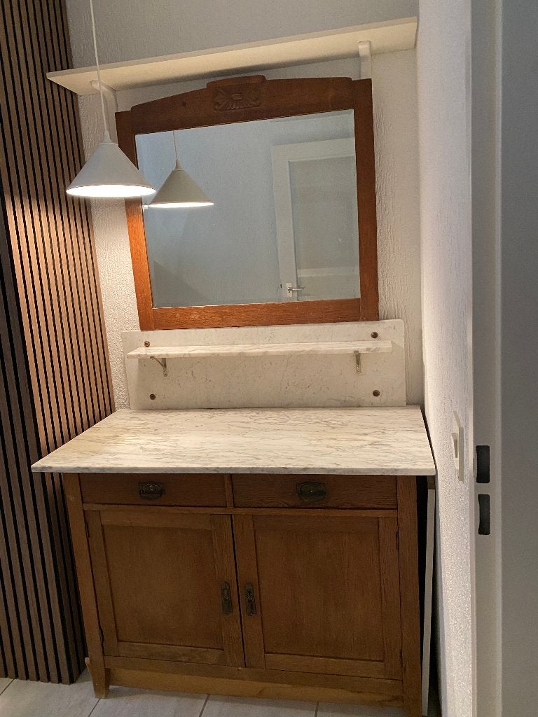 Kastje (lampetkastje) met marmerblad, Huis en Inrichting, Ophalen, Gebruikt, 100 tot 150 cm, Vintage