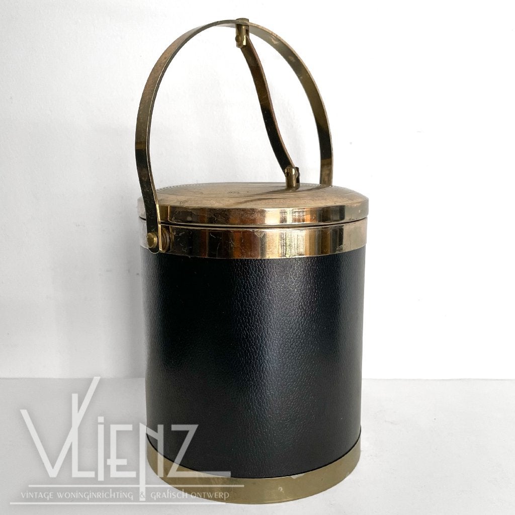 Vintage, midcentury ijsemmer, icebucket met deksel metaal, Verzamelen, Retro, Ophalen of Verzenden, Huis en Inrichting