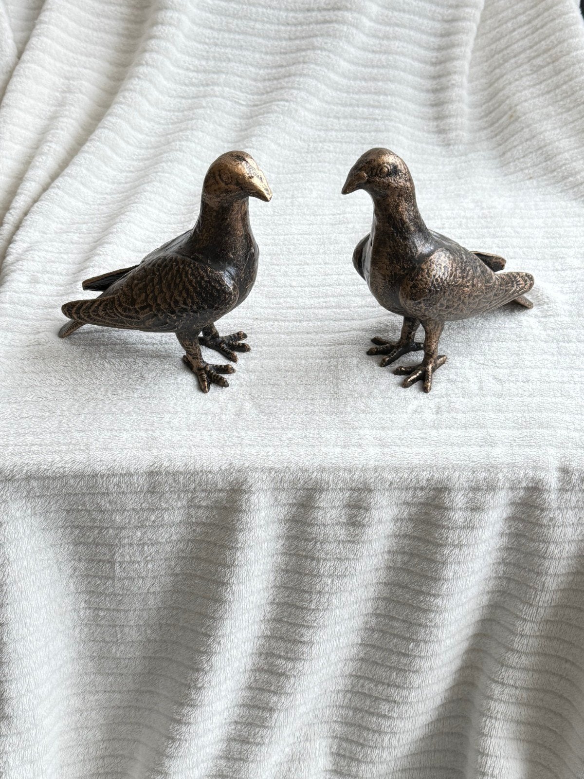 Bronzen Duiven Beeldjes - Set van 2, Antiek en Kunst, Ophalen of Verzenden