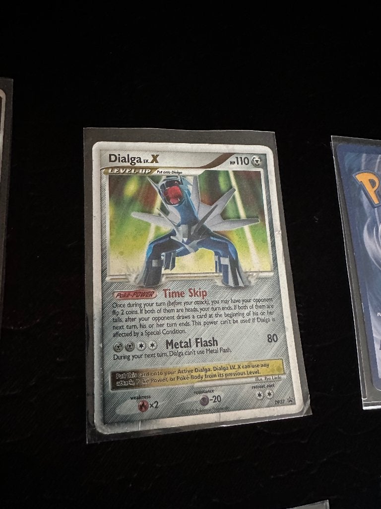 Pokemon kaart dialga lv x, Ophalen of Verzenden, Zo goed als nieuw, Losse kaart, Foil