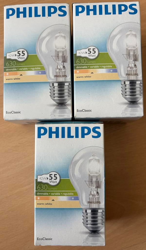 42 Watt hallogeen lamp E27 (grote fitting), dimbaar, Ophalen of Verzenden, Nieuw, E27 (groot), Led-lamp