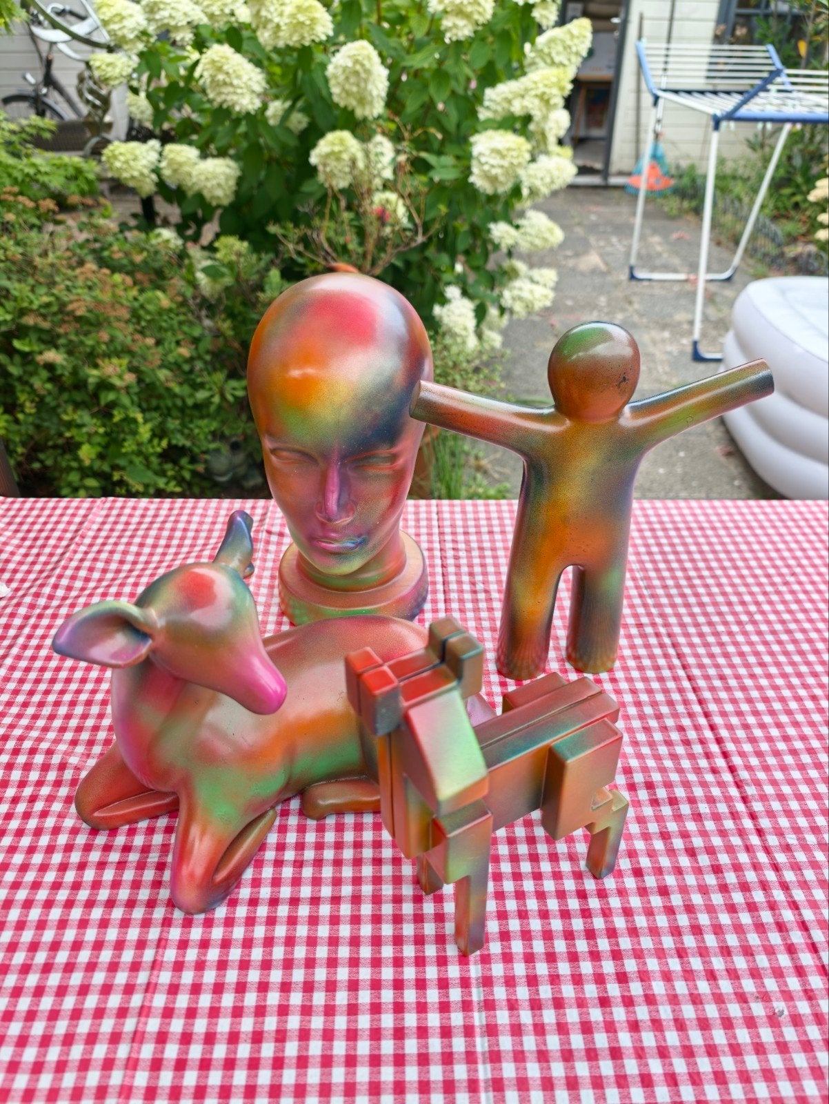 4 unieke, door kunstenares aangepaste sculpturen, Ophalen of Verzenden