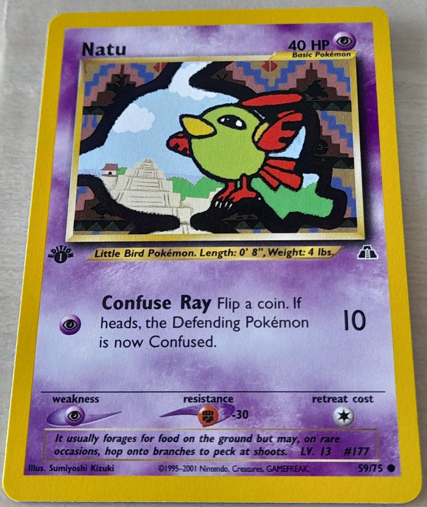 Pokémon Neo Discovery: Natu 1ed (Boosterfresh), Ophalen of Verzenden, Zo goed als nieuw, Losse kaart