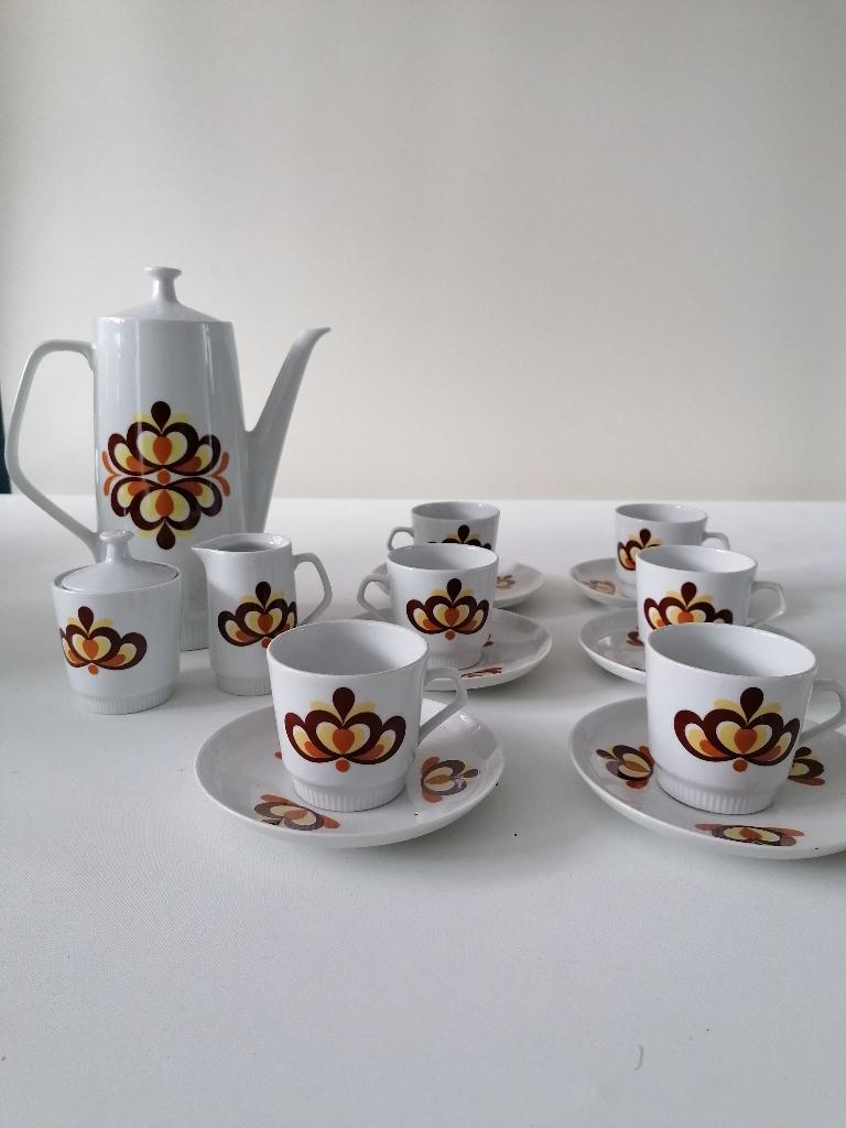 retro seventies koffieservies, Huis en Inrichting, Keuken | Servies, Gebruikt, Overige typen, Ophalen of Verzenden, Overige stijlen