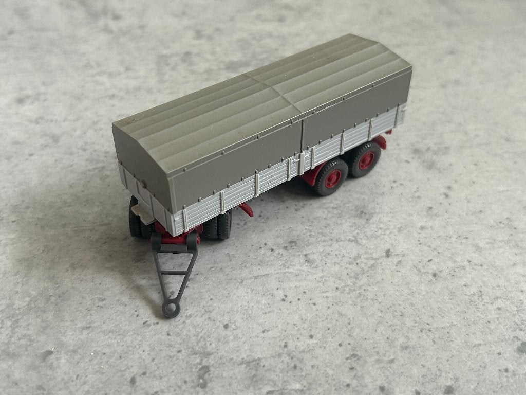 Wiking 1:87 3as aanhanger met huif grijs, Ophalen of Verzenden, Zo goed als nieuw, Bus of Vrachtwagen, Wiking