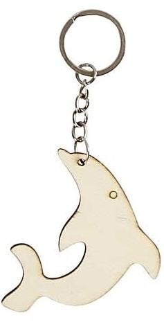 Sleutelhanger hout triplex dolfijn 6,2 x 5,5 cm dikte 3 mm, ., Dieren, Nieuw, .