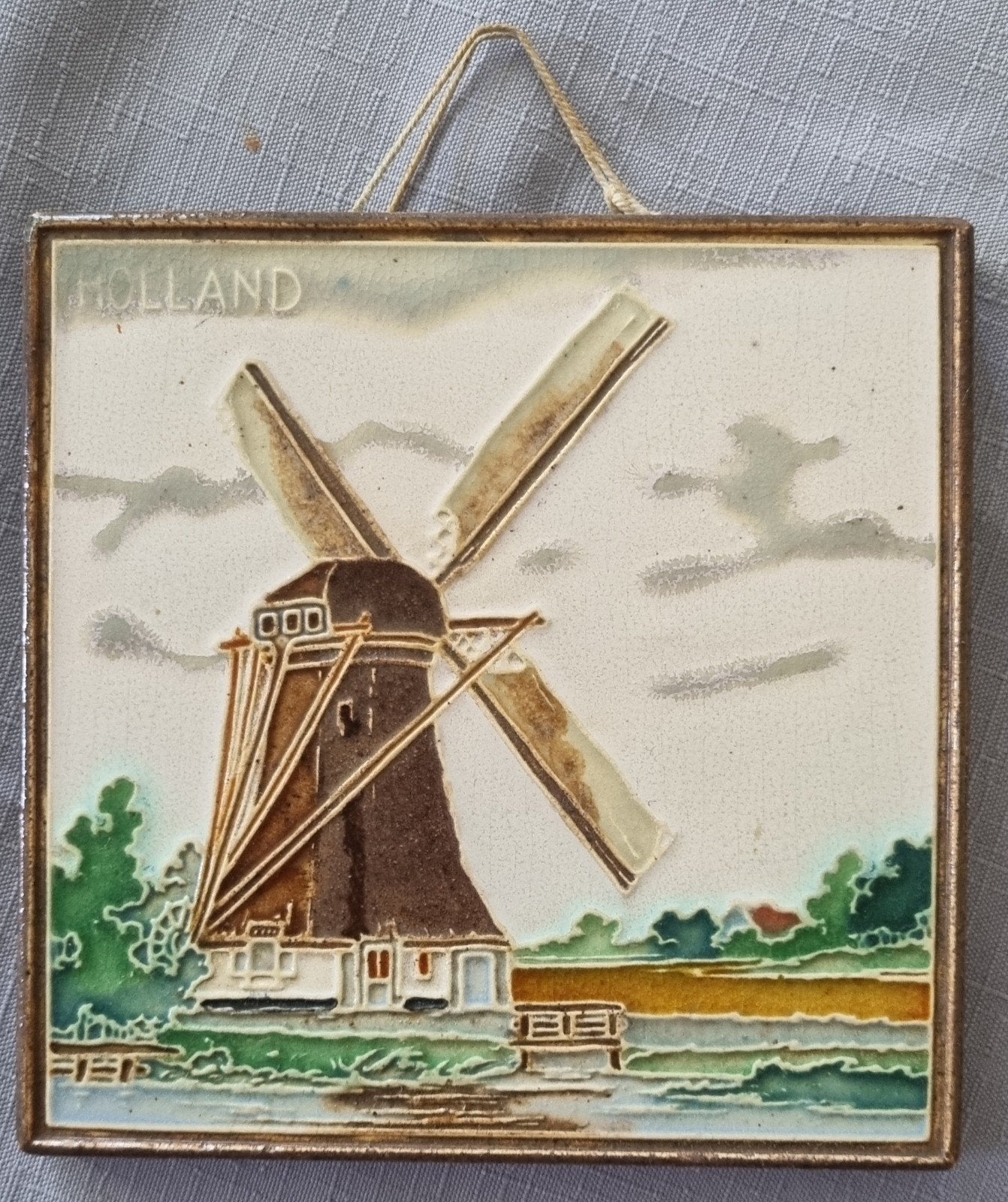 2 Vintage Schilderijtjes: Molens uit Holland en Delft, Ophalen of Verzenden