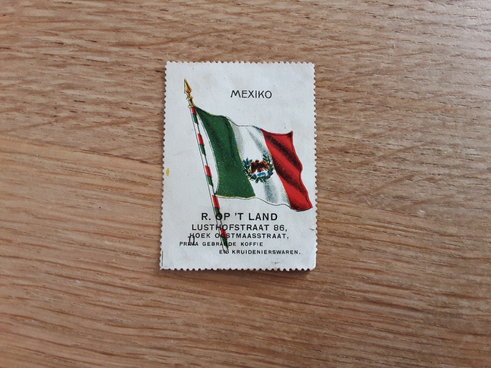 Sluitzegel koffie Op 't Land vlag Mexico, Ophalen of Verzenden