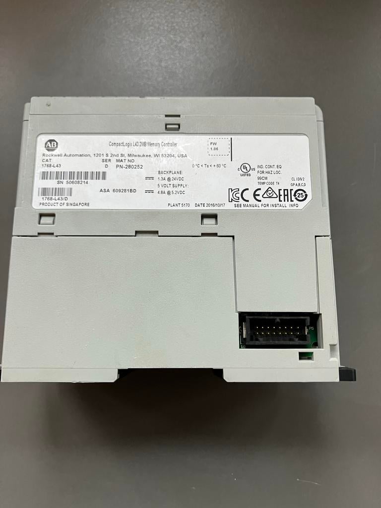 Allen-Bradley 1768-L43 CompactLogix PLC-processor, Hobby en Vrije tijd, Elektronica-componenten, Ophalen of Verzenden, Zo goed als nieuw