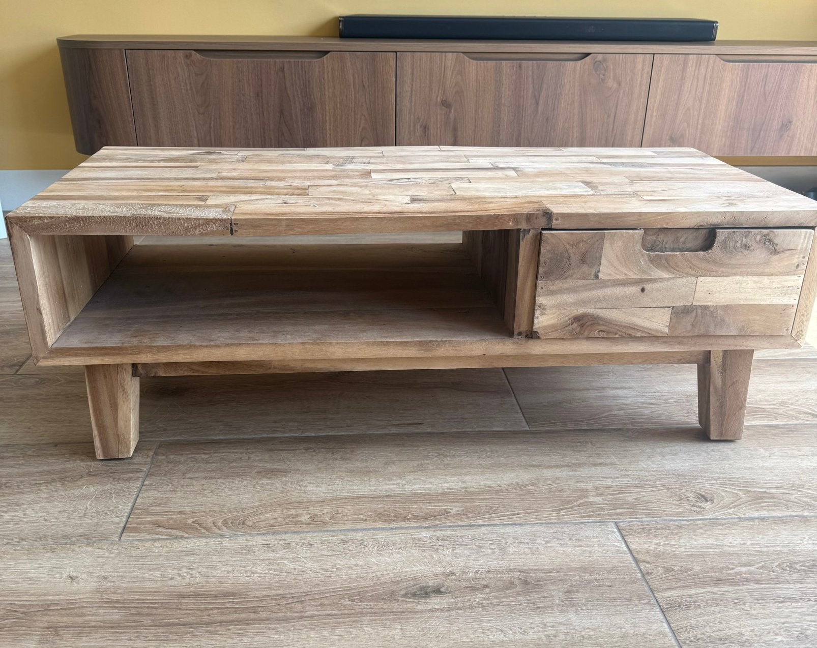 Salon tafel/ tv kasje massief mango hout, Ophalen, Gebruikt, Hout