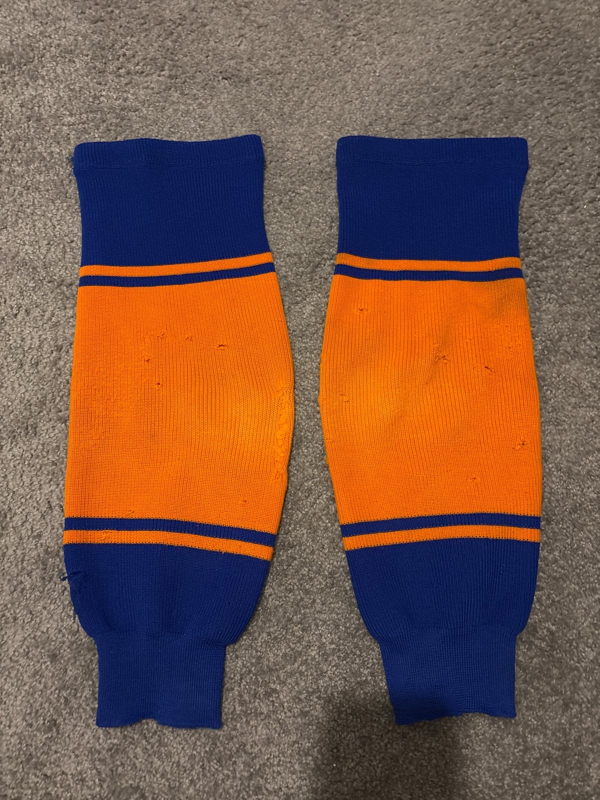 IJshockey sokken - Oranje/Blauw - Gebruikt, Ophalen of Verzenden, Gebruikt, Kleding
