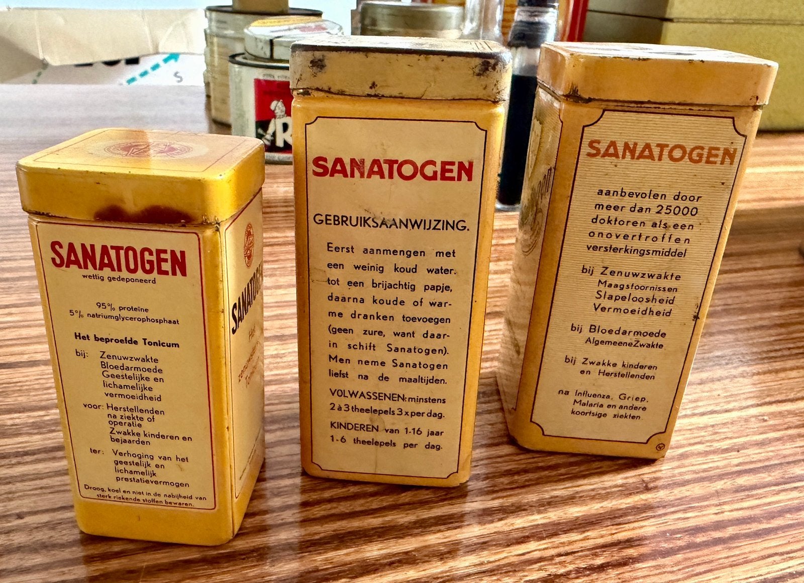 3xSanatogen blikjes, Verzamelen, Ophalen, Zo goed als nieuw, Overige