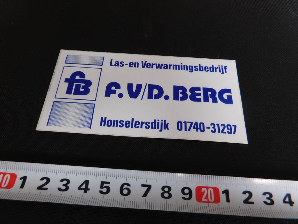 sticker Hondelersdijk F. v/d. BERG Las-en Verwarmingsbedrijf, Ophalen, Zo goed als nieuw