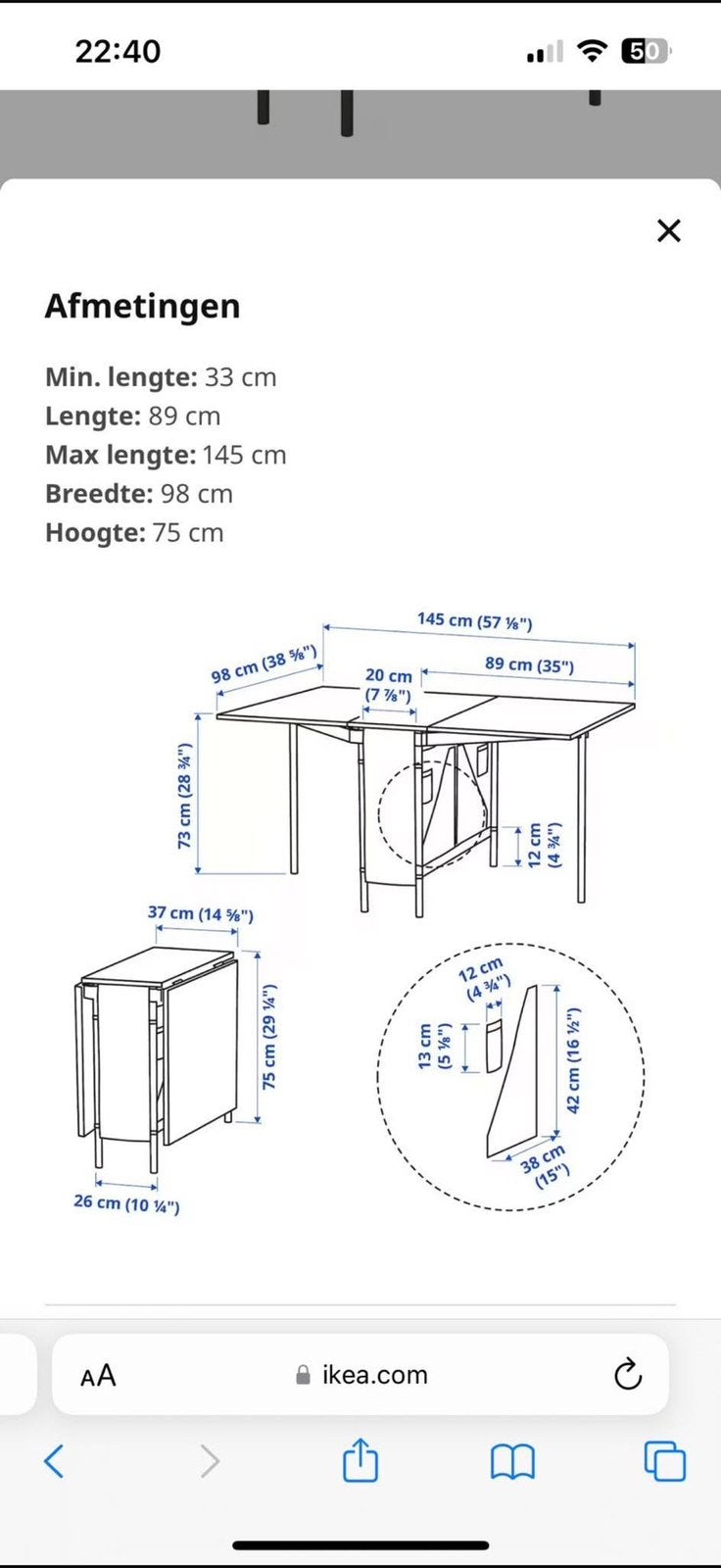 opklapbare eethoek met 4 klapstoelen, Ophalen, Zo goed als nieuw