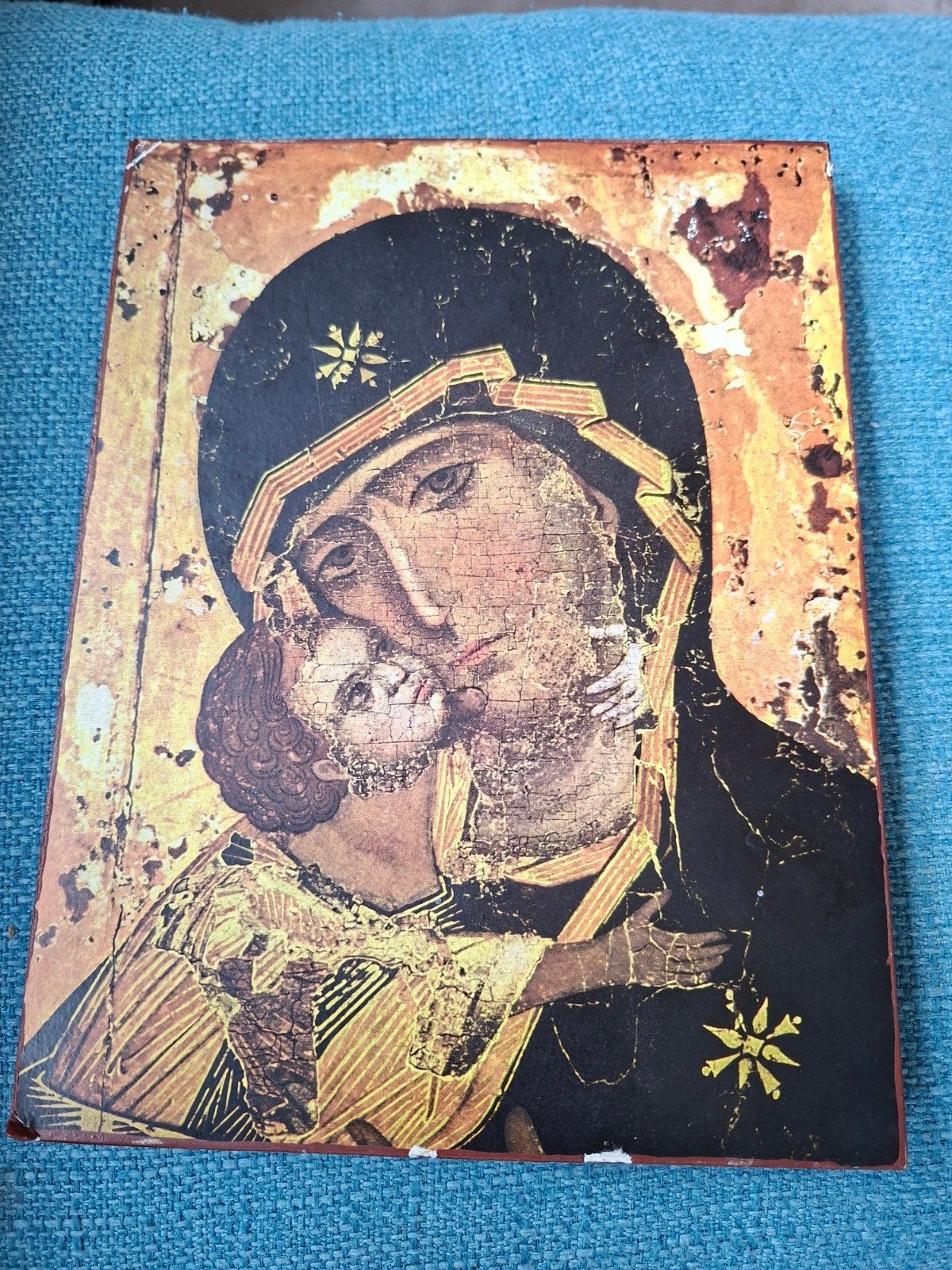 Icoon Moeder Gods van Vladimir, Byzantijns, 12e eeuw, Antiek en Kunst, Antiek | Religie, Ophalen of Verzenden