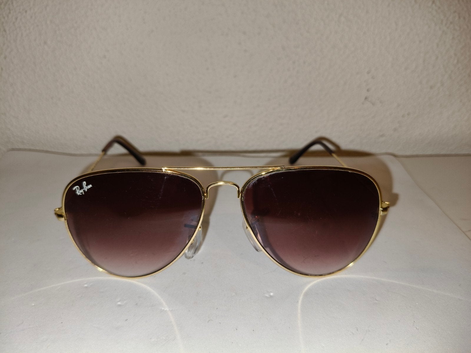 Ray-Ban Aviator Zonnebril - Goudkleurig met Bruine Glazen, Gebruikt, Zonnebril, Bruin, Ophalen of Verzenden
