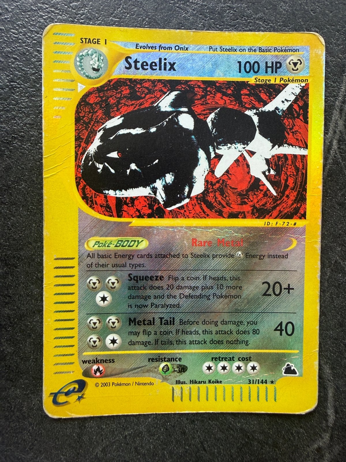 Pokémon Steelix 31/144 REVERSE HOLO - Skyridge 2003 -, Ophalen of Verzenden, Zo goed als nieuw, Foil