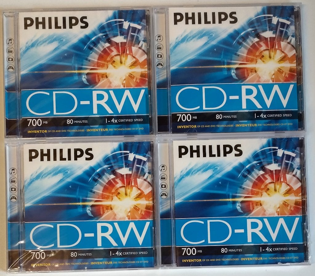 NIEUW 4 x CD-RW Philips in seal / cellofaan, Ophalen of Verzenden, Nieuw in verpakking, Overige typen