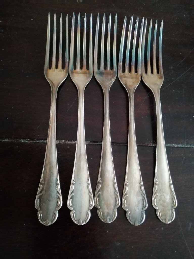Vintage verzilverde vorkjes, 5st.,18,2cm, Ophalen of Verzenden