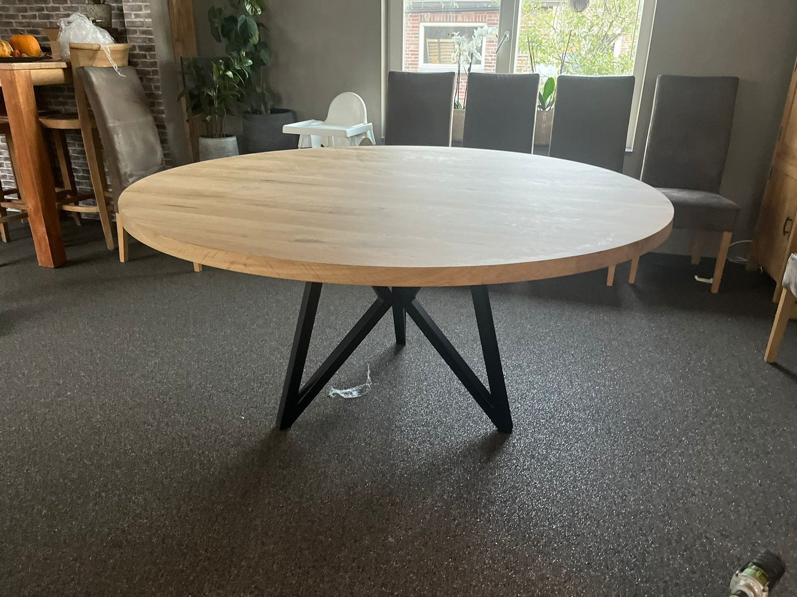 Foto 6 van Eiken ronde eettafel tafel bureau GRATIS BEZORGD Eikenhout