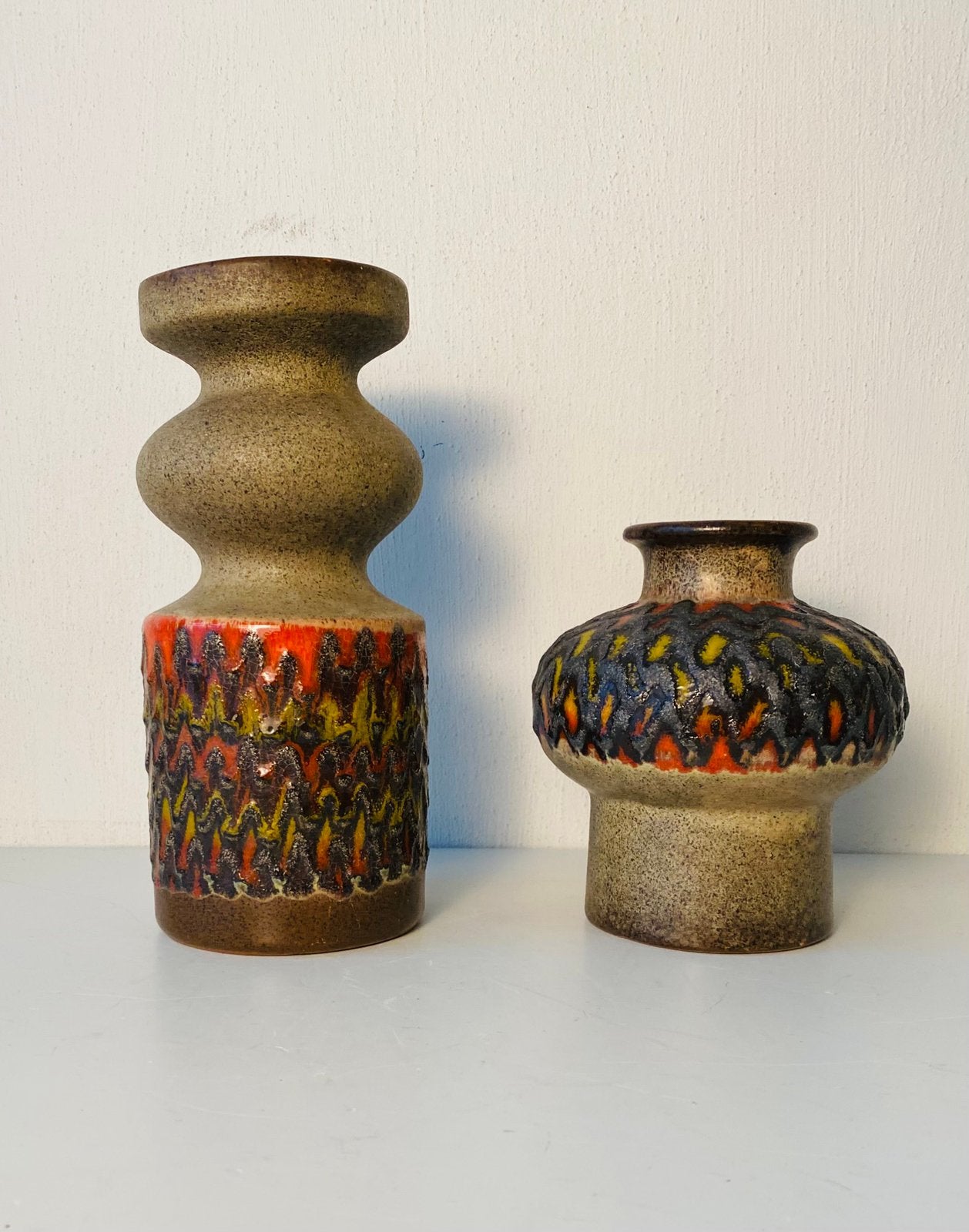 VEB Haldensleben keramiek vazen (2) jaren 60, Verzamelen, Retro, Ophalen of Verzenden, Huis en Inrichting