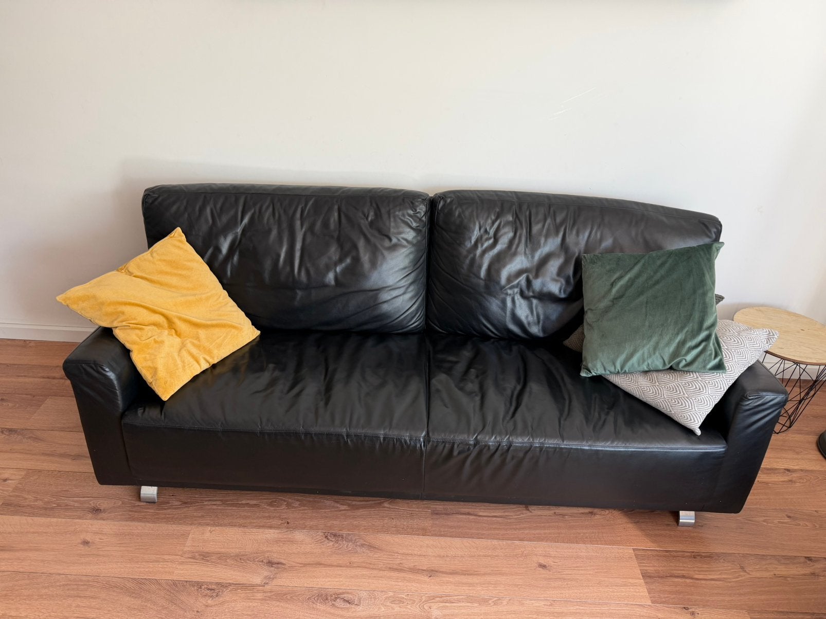 Montis 2,5/3 zits bank, zwart leer, Huis en Inrichting, Banken | Bankstellen, Ophalen, Gebruikt, 75 tot 100 cm, Leer