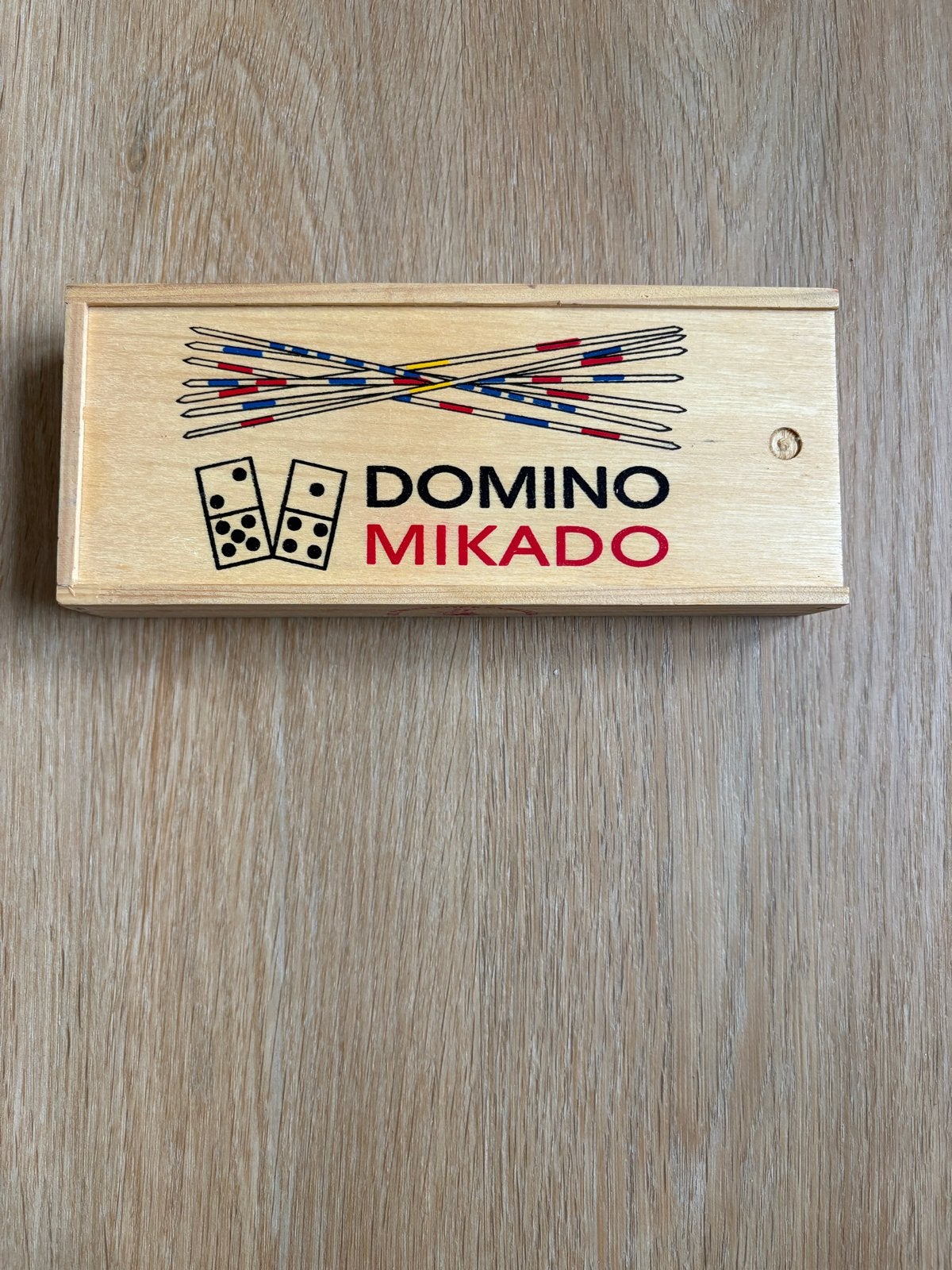 Domino Mikado Spel in Houten Doos, Een of twee spelers, Ophalen of Verzenden, Zo goed als nieuw, Reisspel