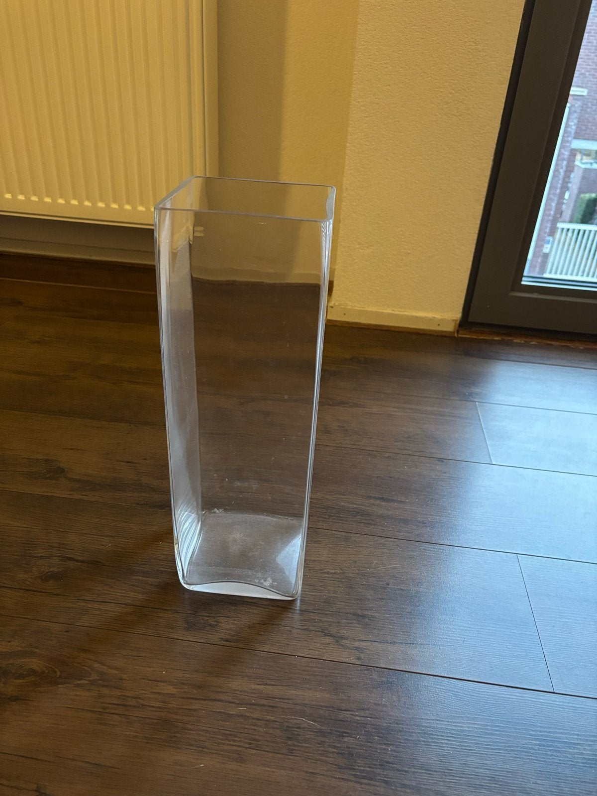 Glazen vaas, rechthoekig, transparant, Ophalen, Zo goed als nieuw, Transparant, Glas