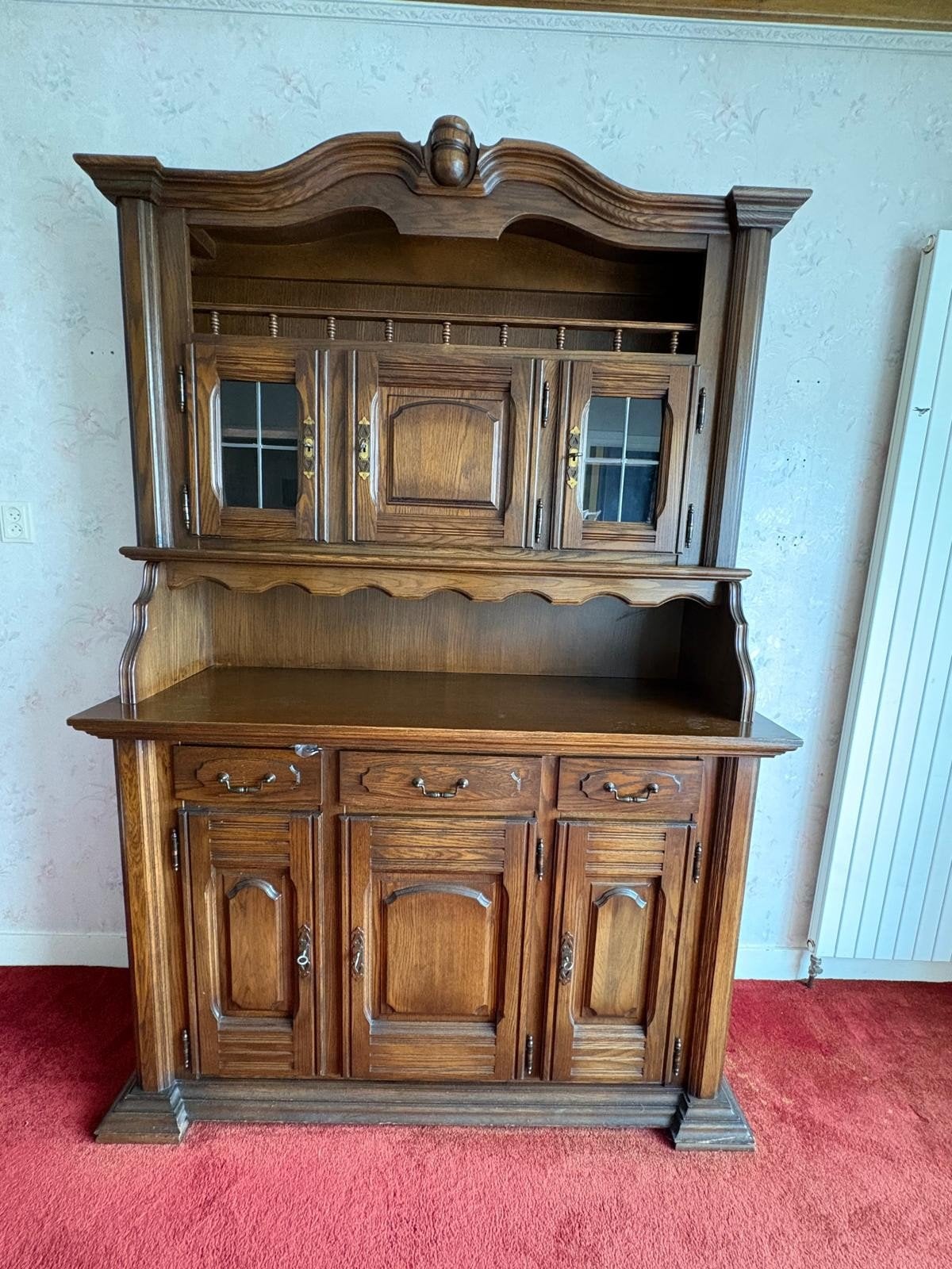 Oude houten buffetkast - 2 delen, Huis en Inrichting, Ophalen, Gebruikt, 100 tot 150 cm, Klassiek