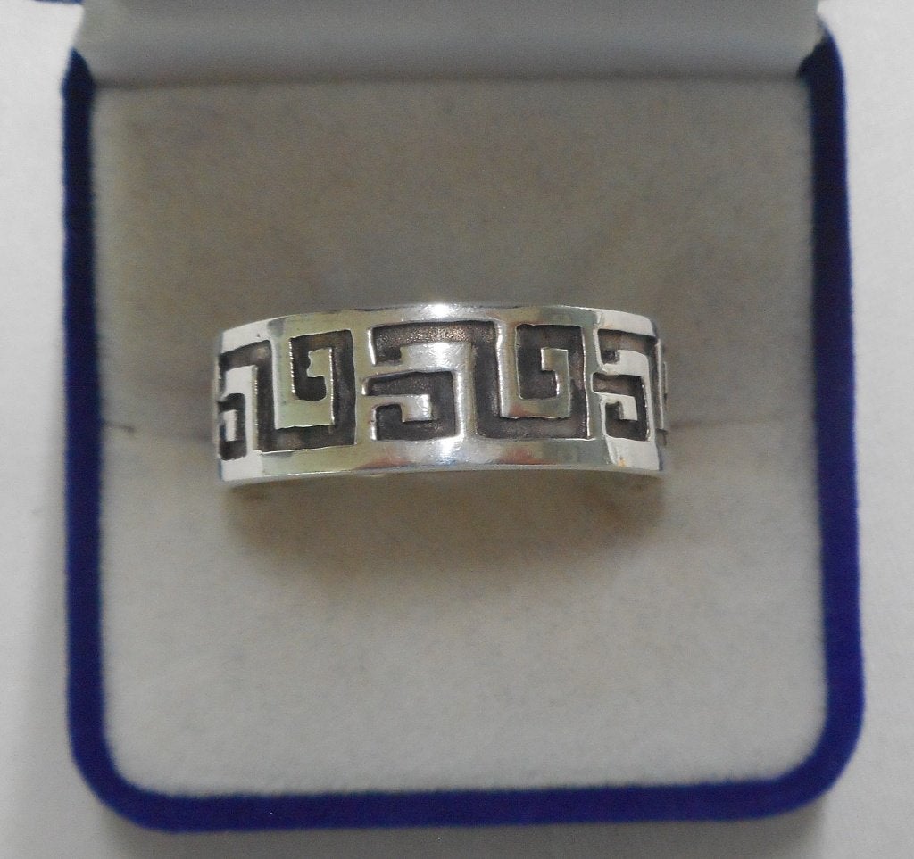 Zilveren unisex ring meander hele grote maat 24 nr.1592, 20 of groter, Verzenden, Zo goed als nieuw, Dame of Heer