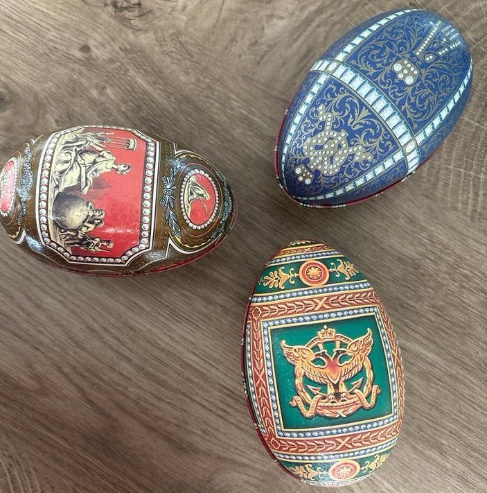 Set van 3 decoratieve eieren - Faberge stijl, Ophalen of Verzenden, Zo goed als nieuw