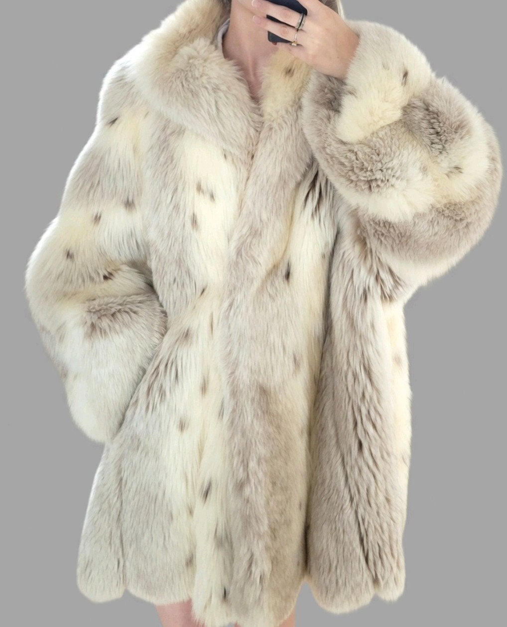 Luxe Bontjas Poolvos Imitatie Lynx Fur Coat, Verzenden, Zo goed als nieuw, Maat 42/44 (L), Wit