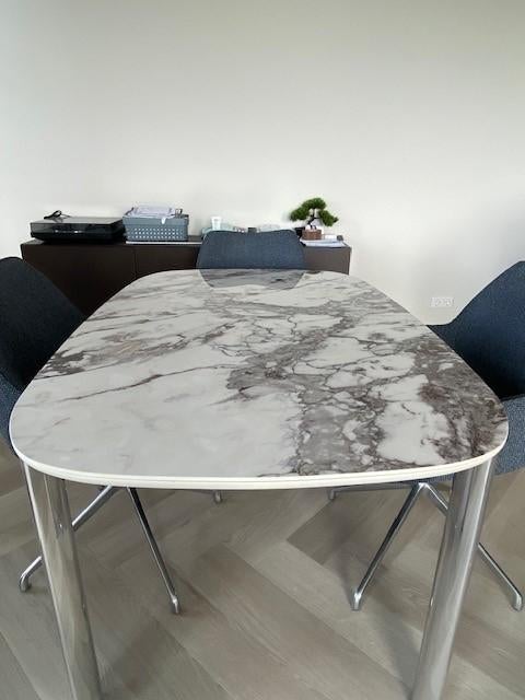 Leolux Keramische eettafel 90 x 140 met RVS Poten, Huis en Inrichting, Tafels | Eettafels, Overige materialen, 100 tot 150 cm