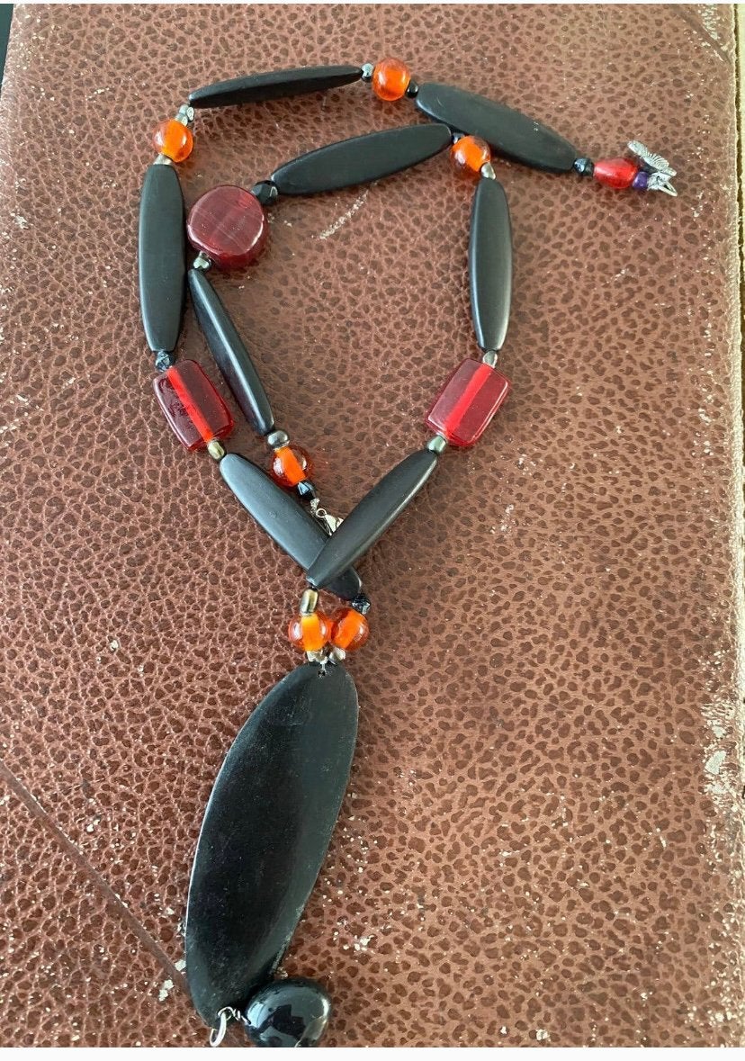 Boho hippie stijl ketting -vintage 56 cm, Ophalen of Verzenden, Handgemaakt, Zo goed als nieuw