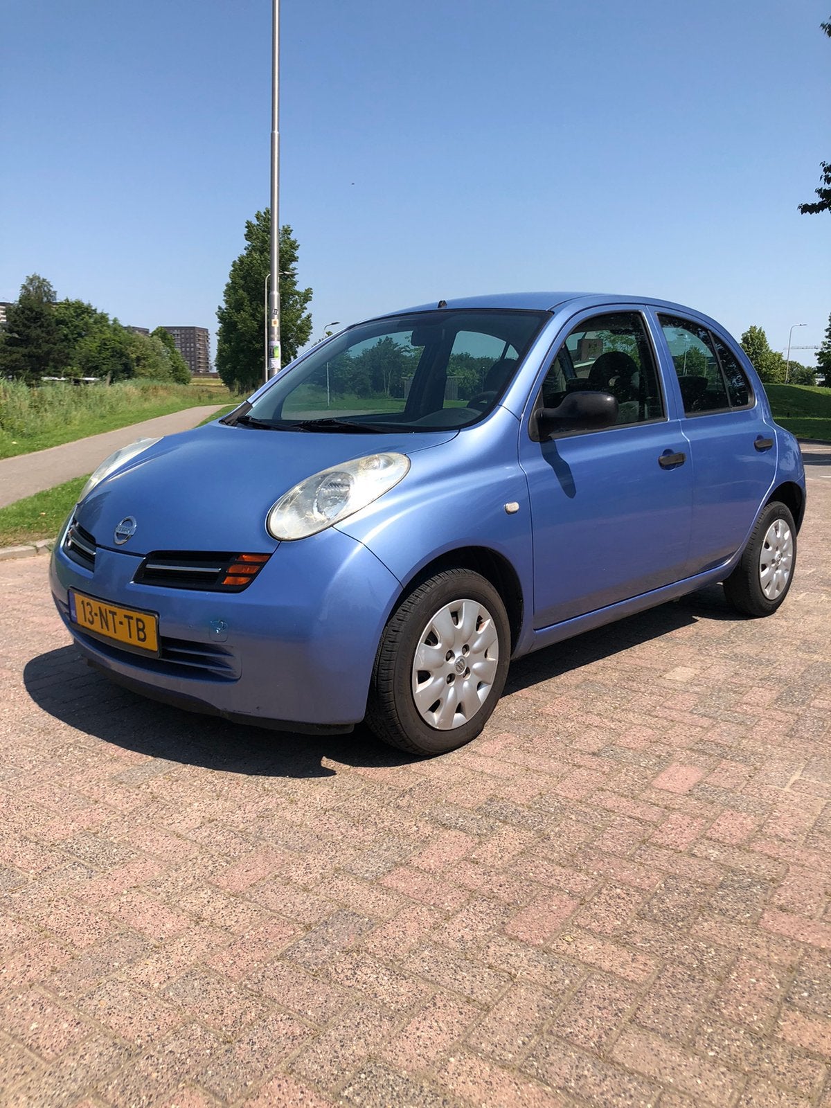Nissan Micra 1.2 59KW 5DR 2004. Airco. Nw Apk. Inruil mog., Voorwielaandrijving, 40 €/maand, 4 cilinders, Blauw