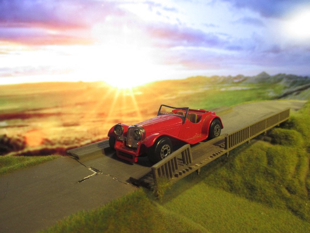 1:50 Jaguar SS 100 - Matchbox MB47 1982 rood bespeeld, Hobby en Vrije tijd, Ophalen of Verzenden, Gebruikt, Auto