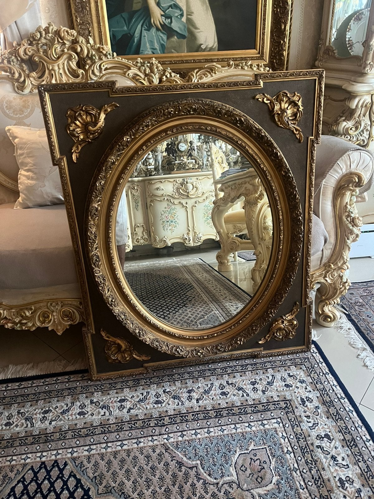 Prachtige antiek empire barok spiegel, Ophalen of Verzenden, Rechthoekig