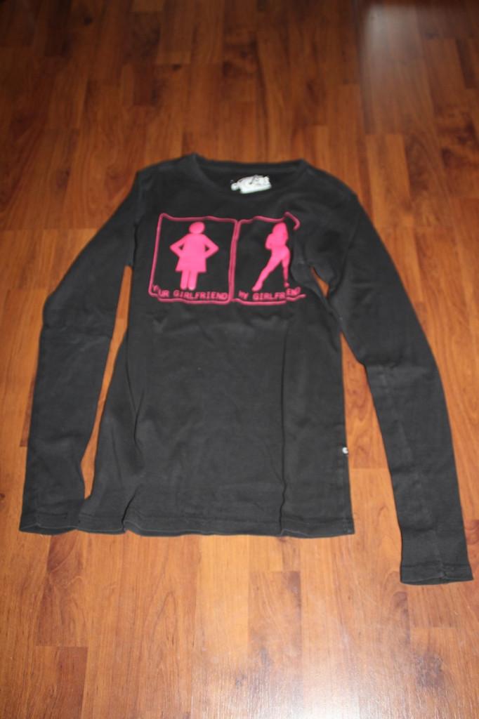 longsleeve your girlfriend my girlfriend zwart, Kleding | Heren, Zwart, Ophalen of Verzenden, Coolcat, Gedragen