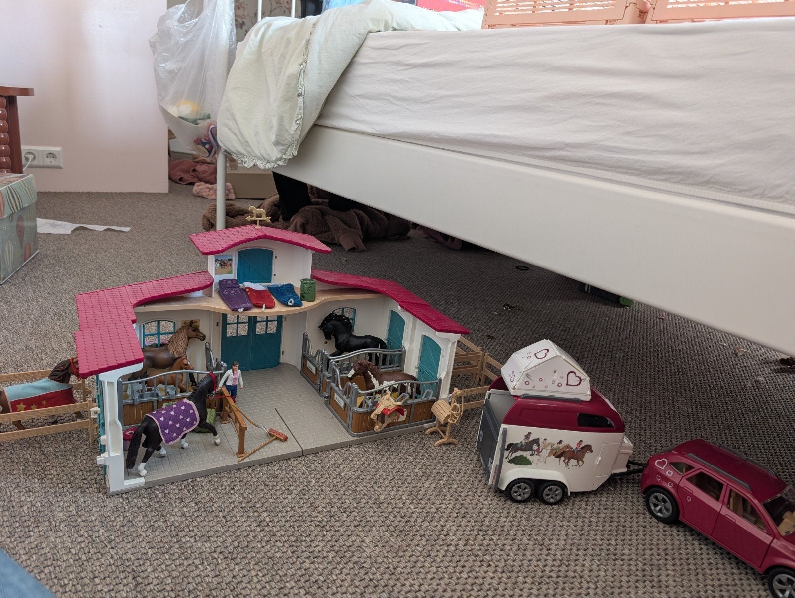 Schleich Paardenstal met accessoires - Gebruikt, Ophalen, Gebruikt, Jongen of Meisje