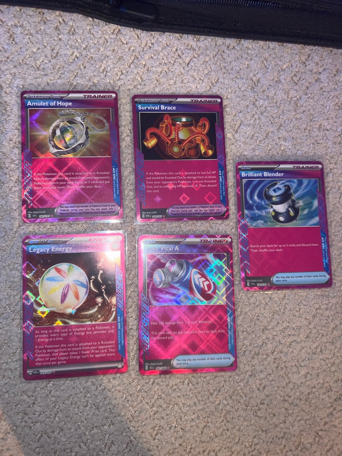 Ace spec pokemon kaarten (5 stuks), Ophalen of Verzenden, Zo goed als nieuw, Meerdere kaarten, Foil