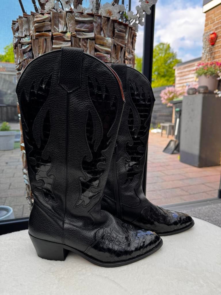 DWRS cowboylaarzen, Kleding | Dames, Schoenen, Hoge laarzen, Zwart, Ophalen of Verzenden, Zo goed als nieuw