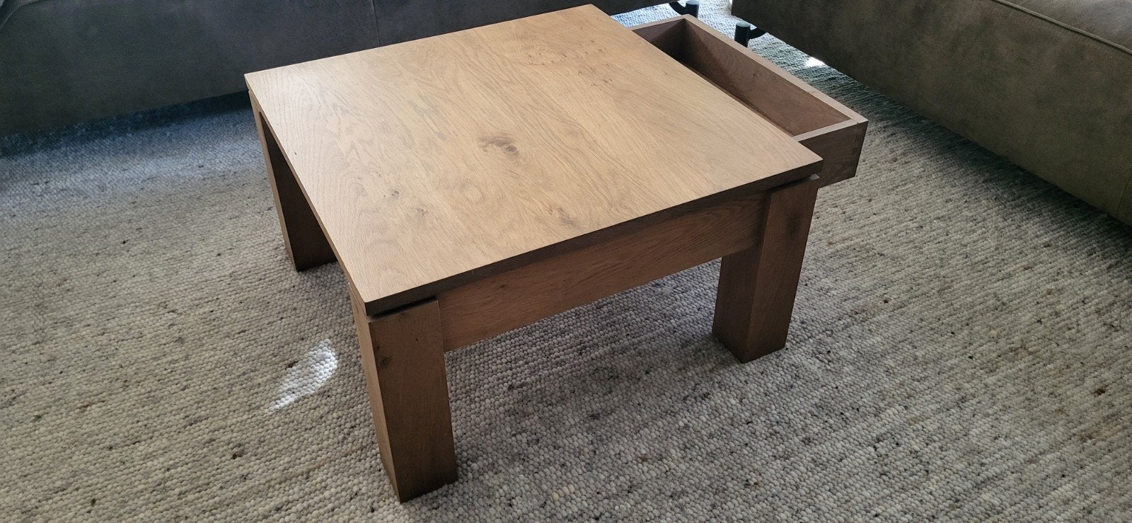 Salontafel met lade - 70x70x38 cm, Ophalen, Gebruikt, 50 tot 100 cm, Vierkant