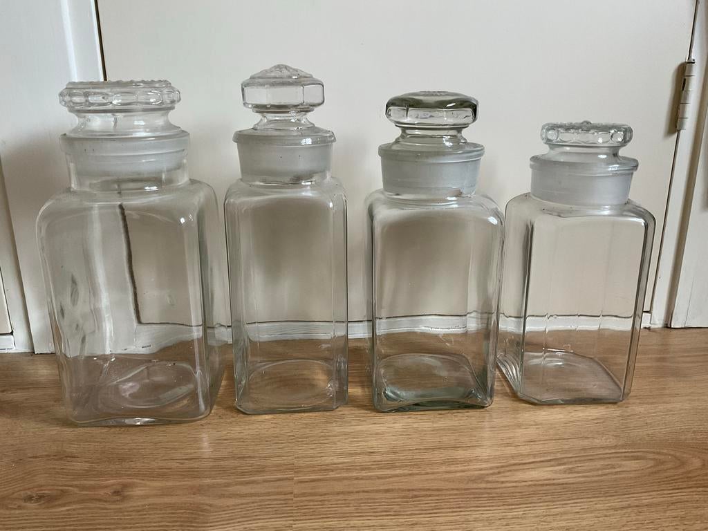 Set van 4 antieke stopflessen, Antiek en Kunst, Ophalen of Verzenden