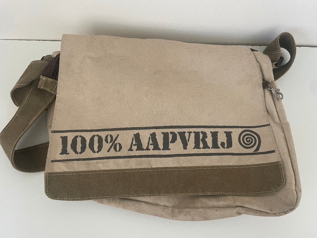 E036 Originele 100% AAP VRIJ schoudertas Apenheul, Ophalen of Verzenden, Gebruikt, Beige, Schoudertasje