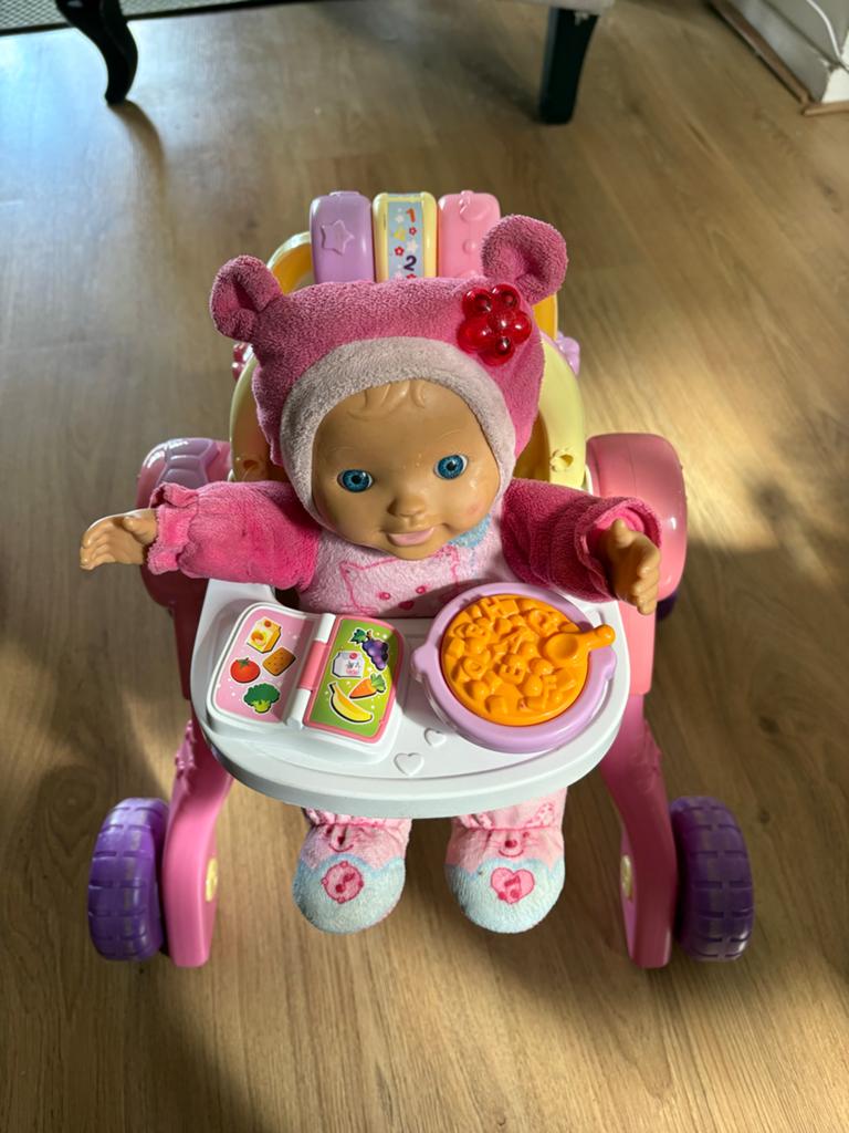 Baby Born pop met loopstoel en accessoires, Ophalen, Gebruikt, 6 maanden tot 2 jaar