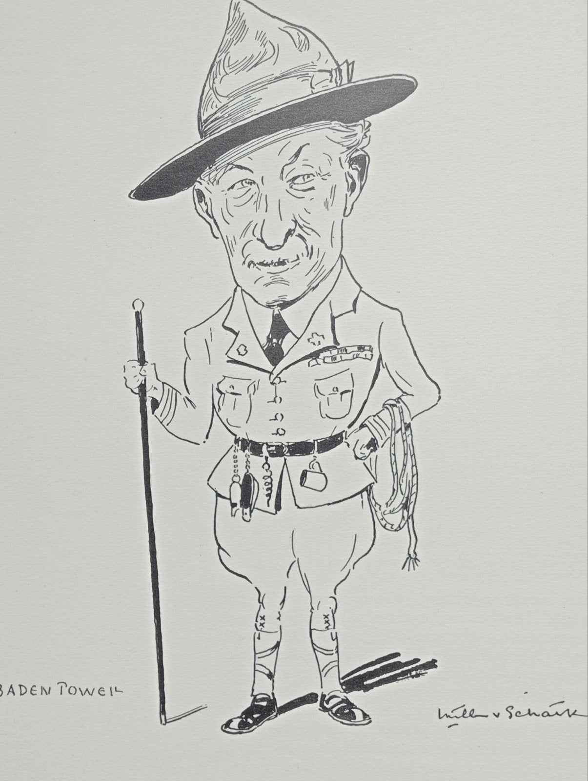Baden Powell litho 1937, Ophalen of Verzenden