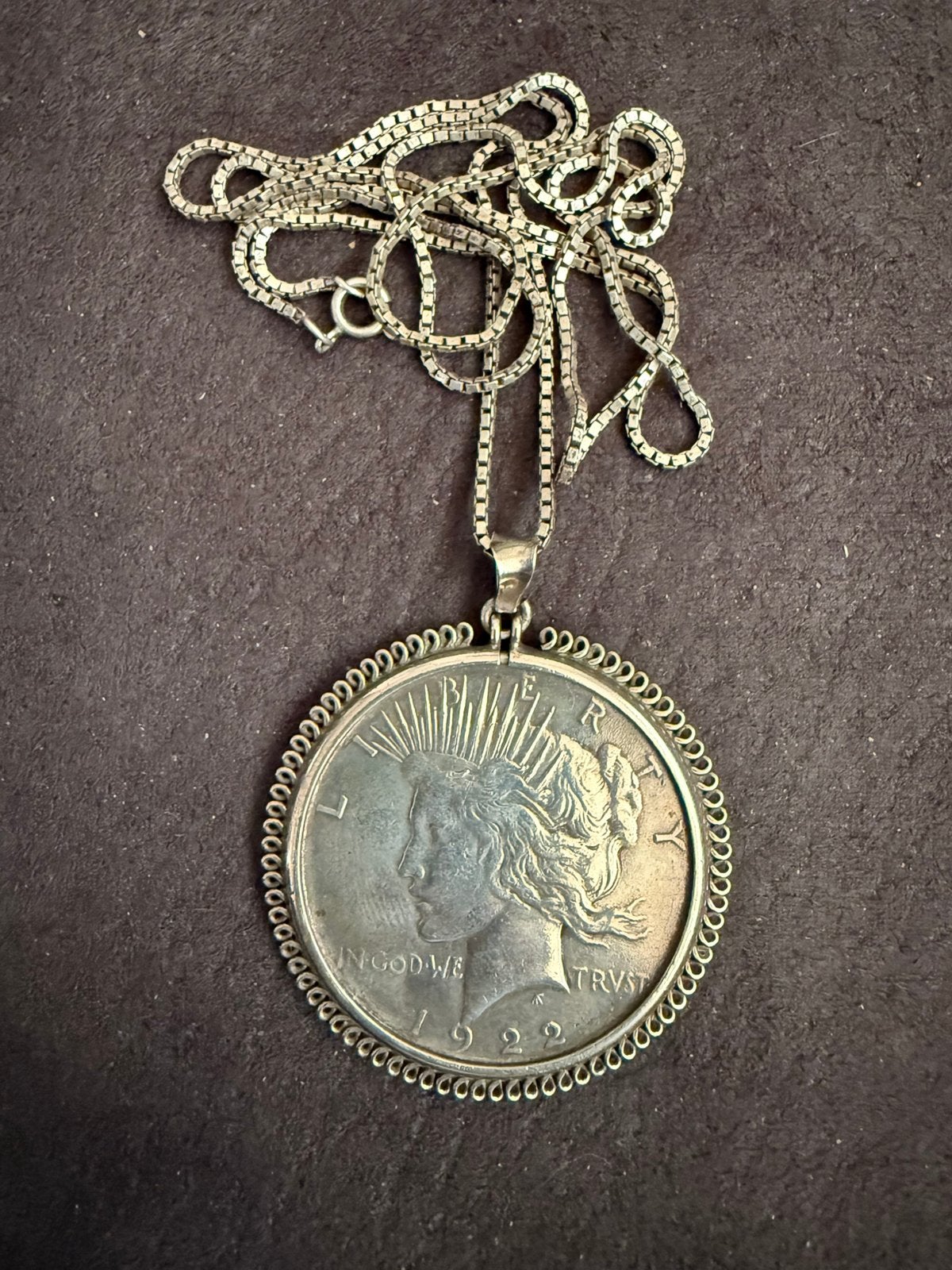 Ketting met een Amerikaanse munt., Ophalen, Zo goed als nieuw, Zilver, Overige materialen