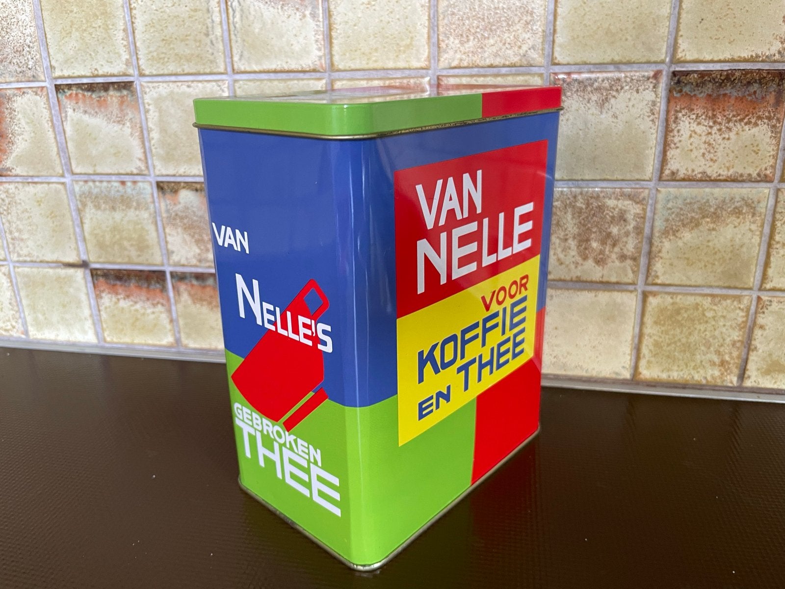 Vintage Van Nelle Koffie en Thee Blik - Retro Design, Verzamelen, Ophalen of Verzenden, Gebruikt, Koffie, Van Nelle