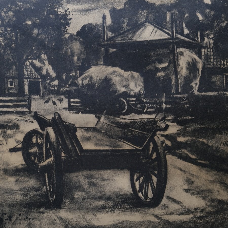 Bouke v d Sloot (1908-1995) Boerenbedrijf en Man der Smarten, Ophalen of Verzenden, Nederlandse school, Tekening, Overige onderwerpen