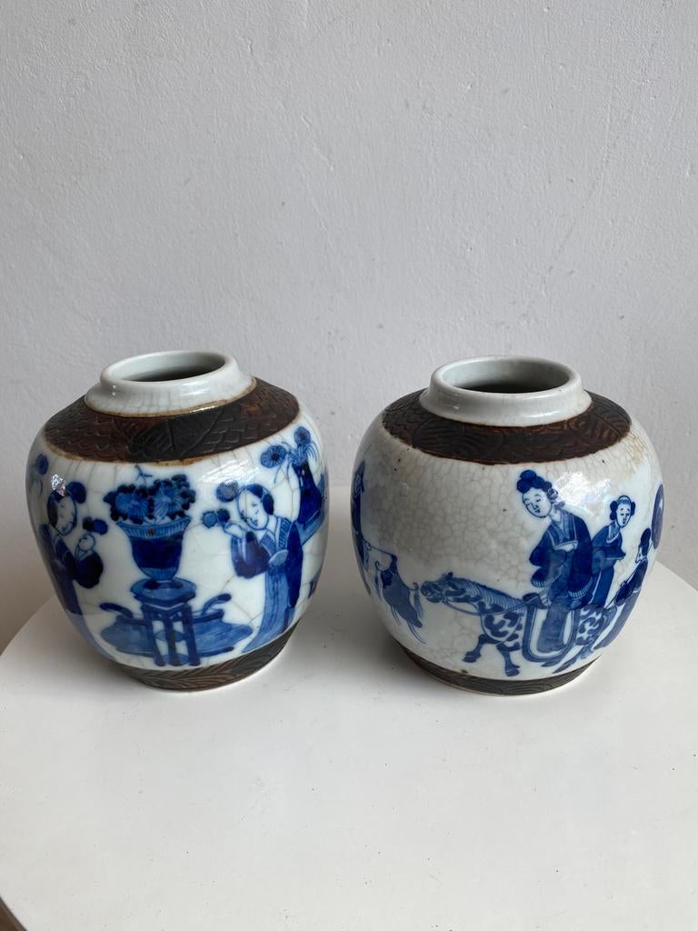 Antieke Chinese Buikpotten Nanking Porselein 19e Eeuw, Antiek en Kunst, Ophalen of Verzenden